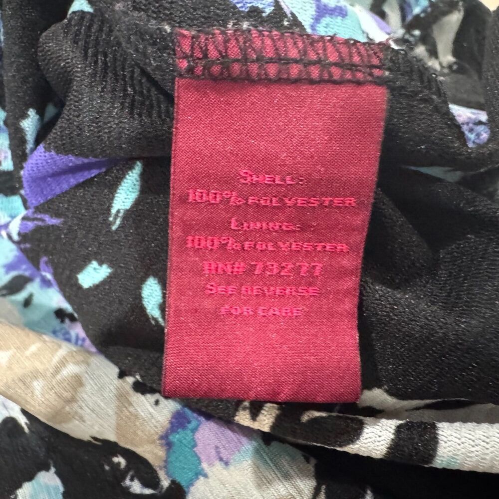 212 Collection Women Top Sz L Sleeveless Drape Neck Black Multicolor Print - Picture 6 of 7